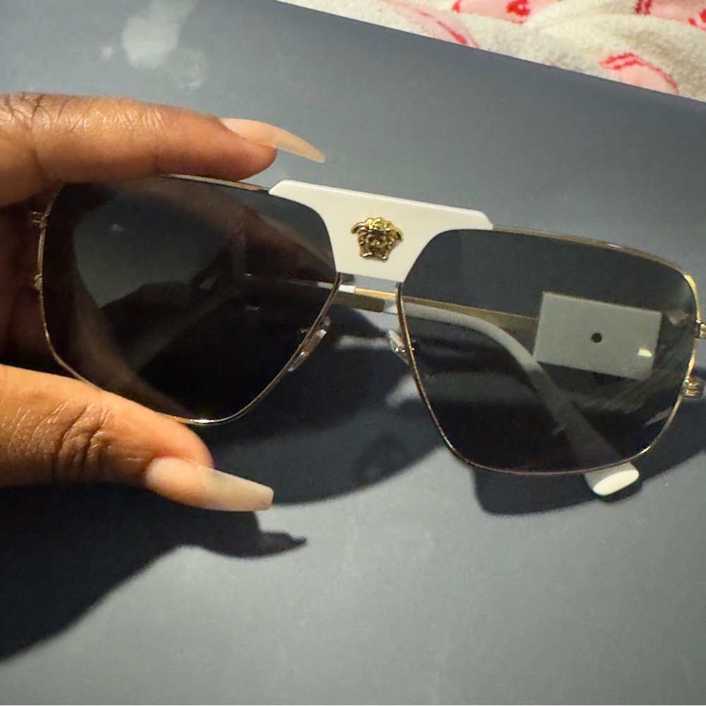 Versace Black and Gold Aviator Sunglasses